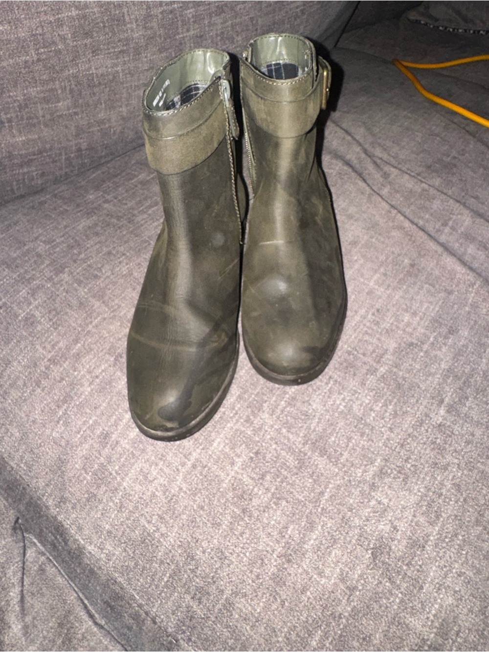 Cole Haan Olive Green Ankle Booties with Buckle Detail